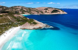 Esperance - fine white sand edged by tumbles of round boulders - luxury short breaks on private aircraft