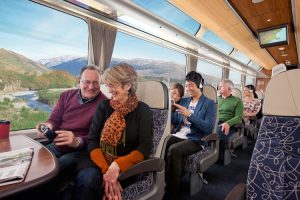 New Zealand - Passengers enjoying the views on the Coastal Pacific - Luxury train journeys