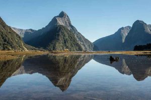 Milford Sound - reflection of Mitre Peak in the waters - Luxury short breaks New Zealand