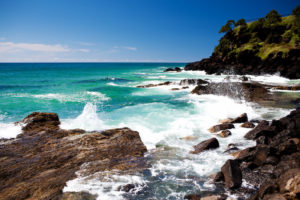 Kingscliff - waves breaking over the rocks - Luxury short breaks Australia